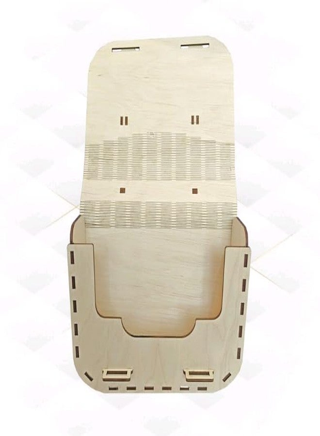 MeeCraft Women's Clutch Handbag - Laser Cut Intricate Wooden Design with Spring Buckle Lock (18.7x6.8x15.5cm, Beige) - Image 5